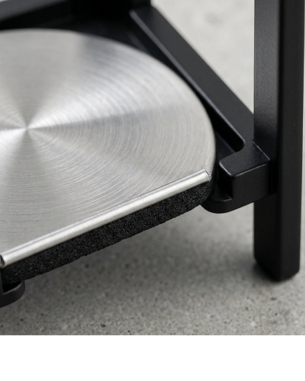 Vfxtk Capsule Brushed Stainless-Steel Coasters Four Piece Silver Black with Rack - Detail view