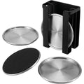 Vfxtk Capsule Brushed Stainless-Steel Coasters Four Piece Silver Black with Rack - Product view