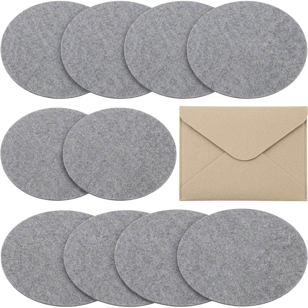 Vfxtk Oval Polyester Felt Coasters Eight Piece Fog Gray - Product view
