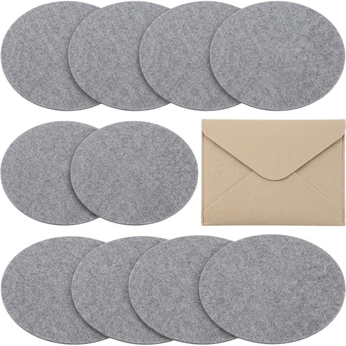 Vfxtk Oval Polyester Felt Coasters Eight Piece Fog Gray - Product view